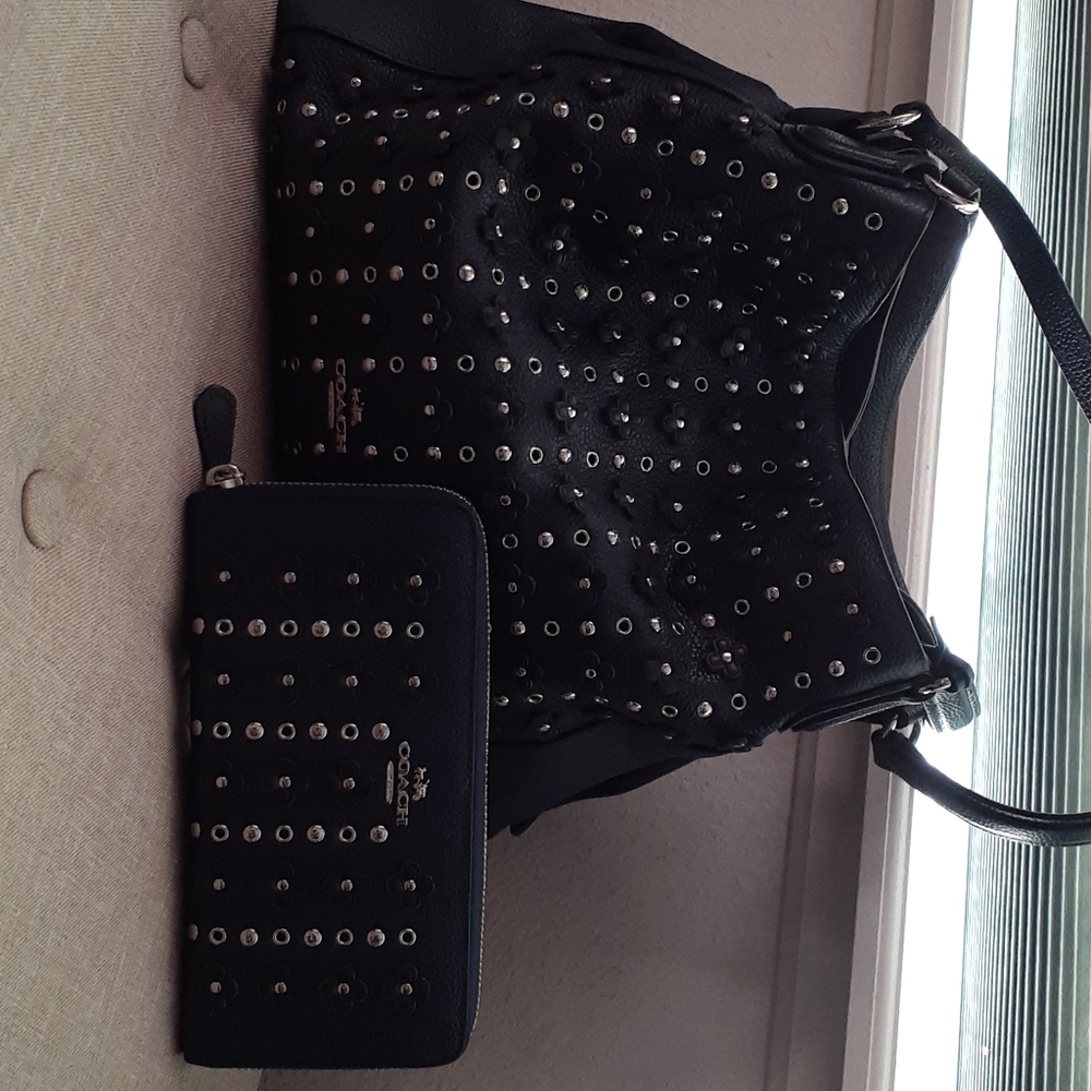 Navy Coach purse and wallet